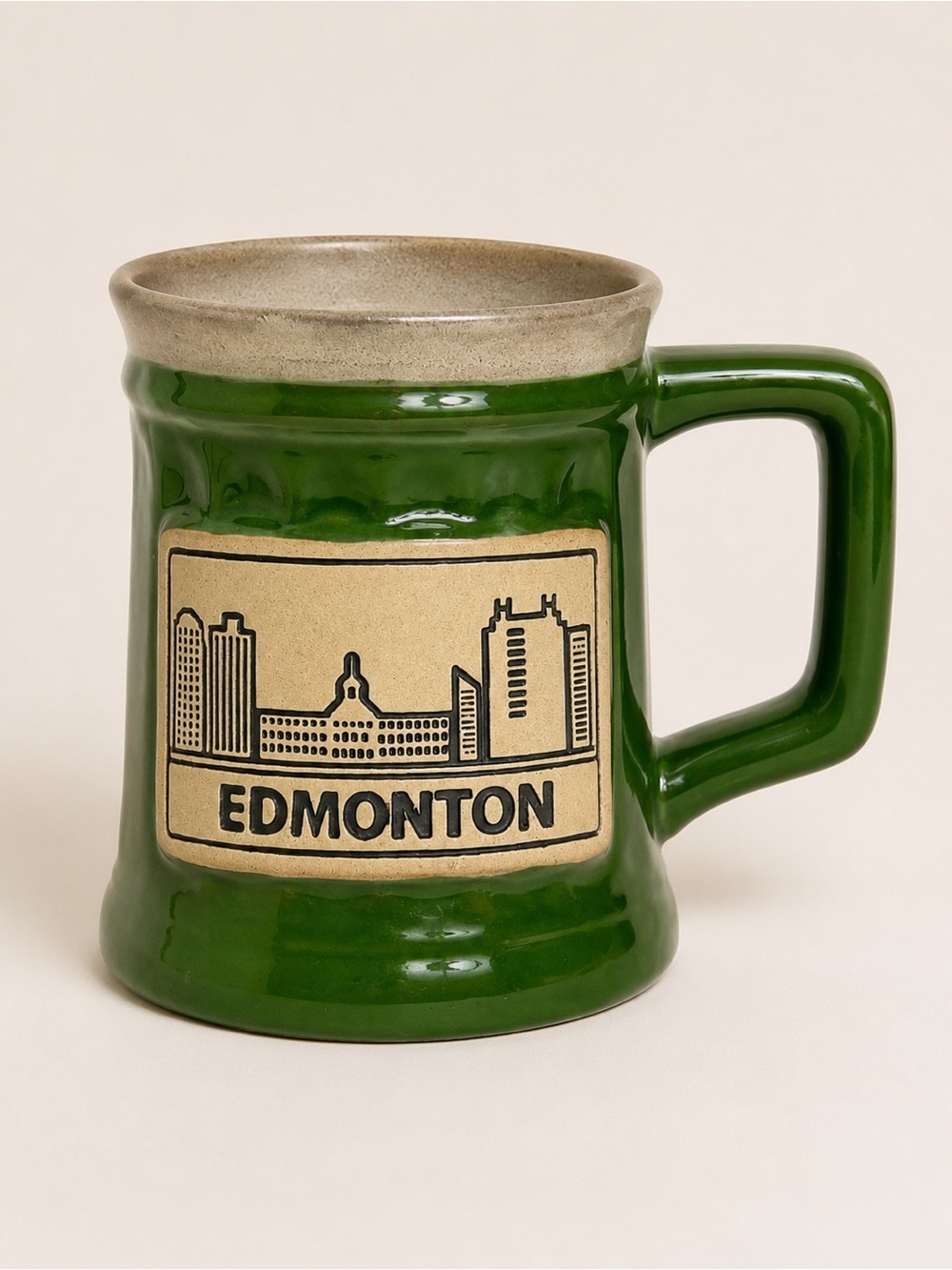 Edmonton Alberta Skyline Ceramic Coffee Mug Green Souvenir Cup